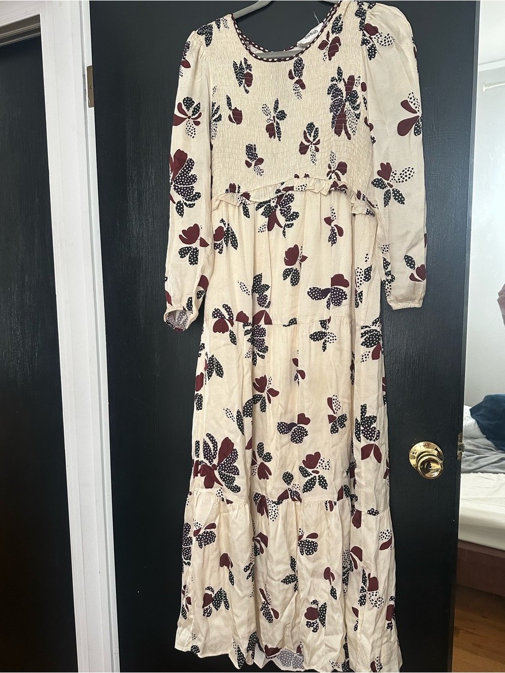 BA&SH Women's Cream Long Sleeve Floral Maxi Dress